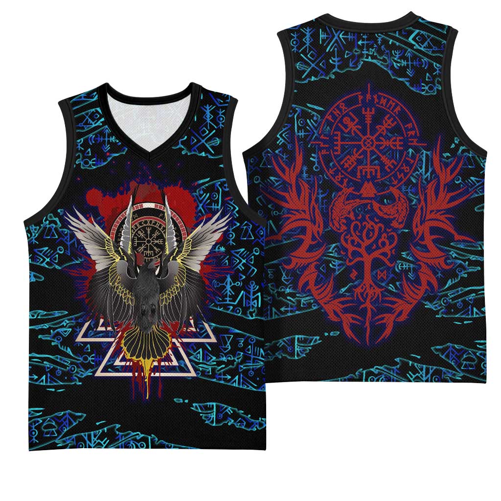Odin Raven Viking Basketball Jersey with Valknut and Runes Norse Mythology and Magic Tribute - Wonder Print Shop