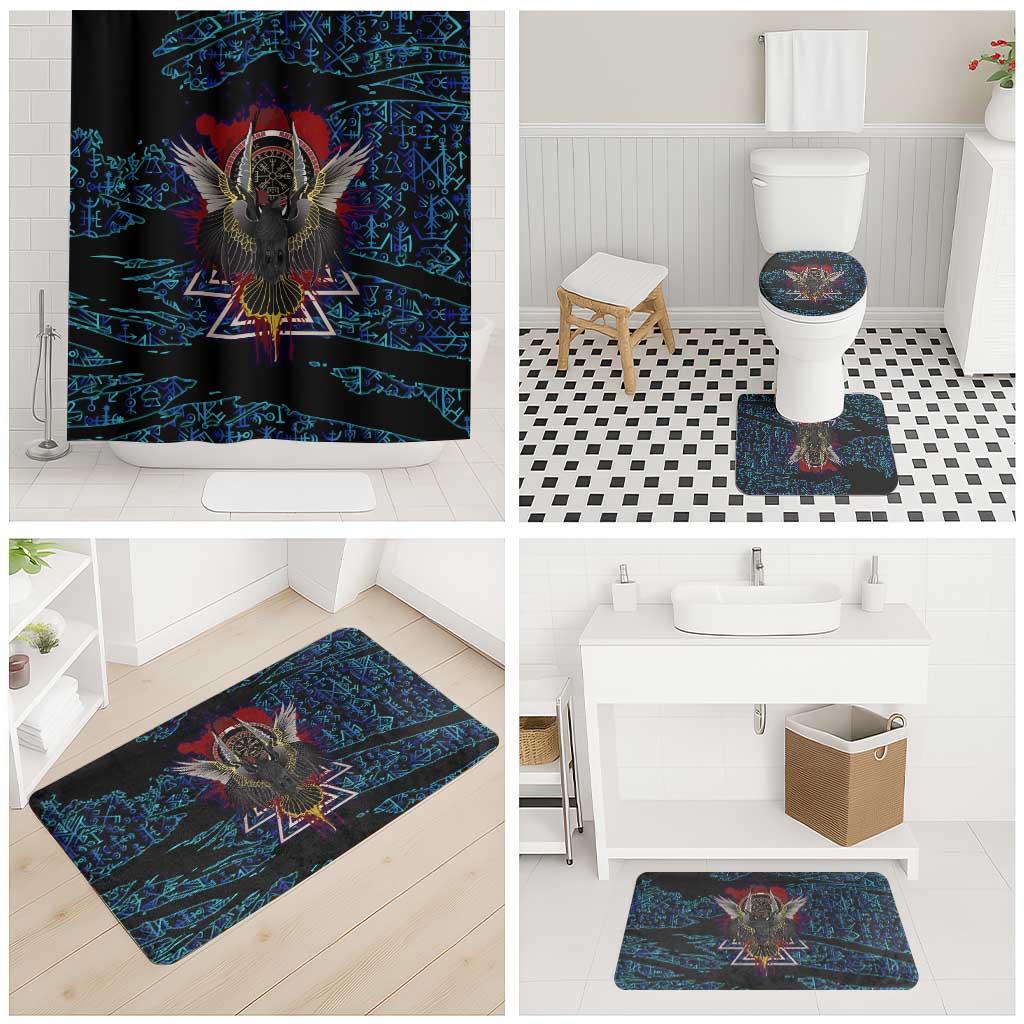 Odin Raven Viking Bathroom Set with Valknut and Runes Norse Mythology and Magic Tribute - Wonder Print Shop