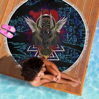 Odin Raven Viking Beach Blanket with Valknut and Runes Norse Mythology and Magic Tribute - Wonder Print Shop