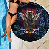 Odin Raven Viking Beach Blanket with Valknut and Runes Norse Mythology and Magic Tribute - Wonder Print Shop