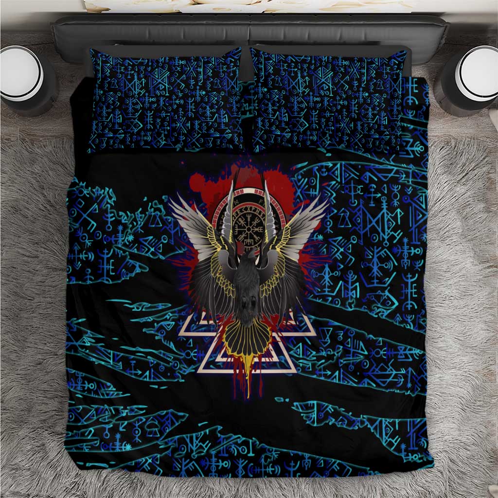 Odin Raven Viking Bedding Set with Valknut and Runes Norse Mythology and Magic Tribute - Wonder Print Shop