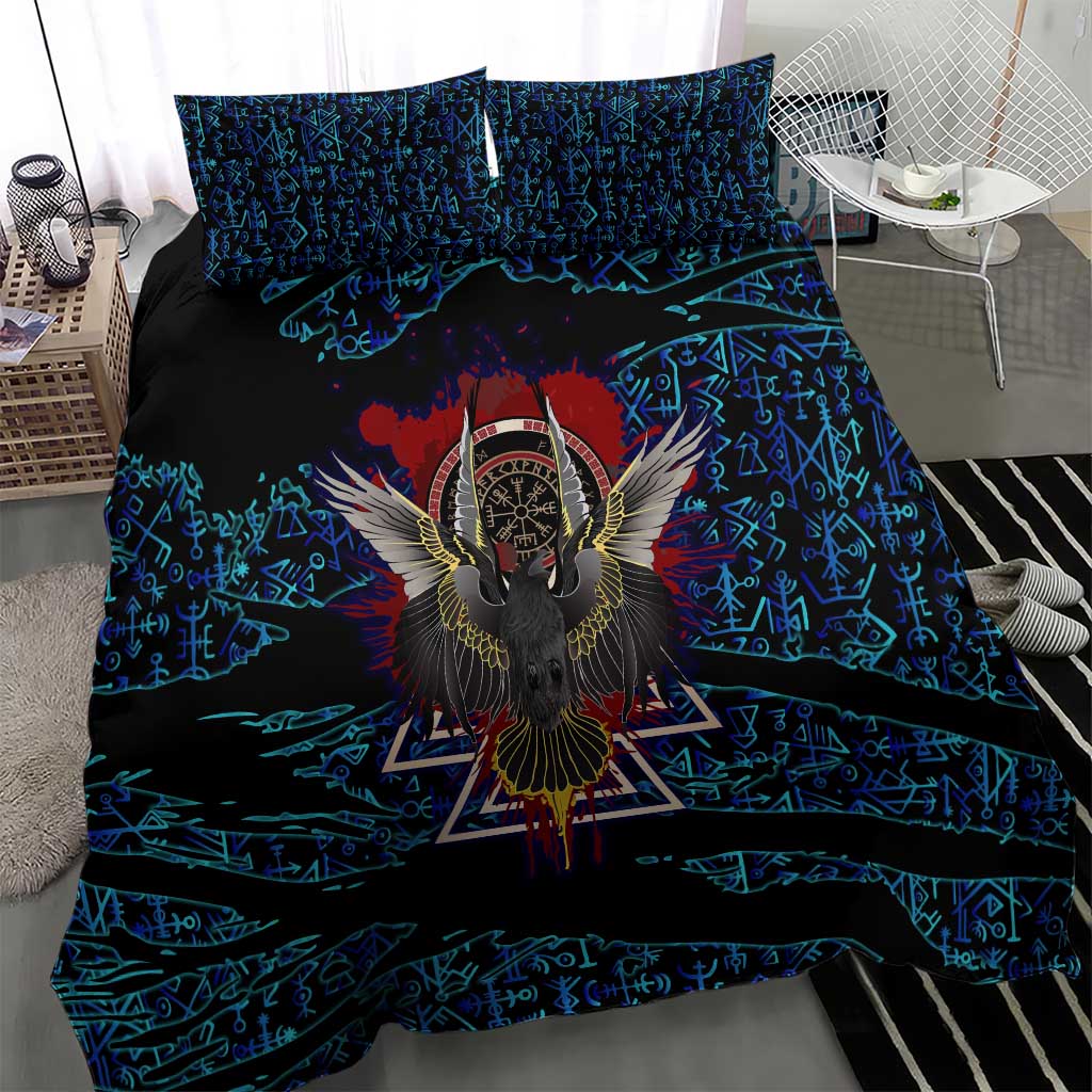 Odin Raven Viking Bedding Set with Valknut and Runes Norse Mythology and Magic Tribute - Wonder Print Shop