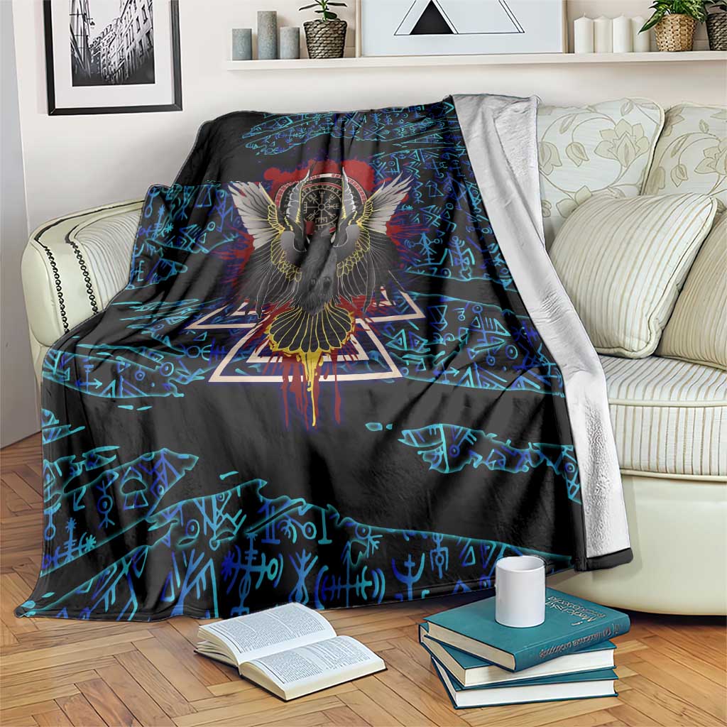 Odin Raven Viking Blanket with Valknut and Runes Norse Mythology and Magic Tribute - Wonder Print Shop