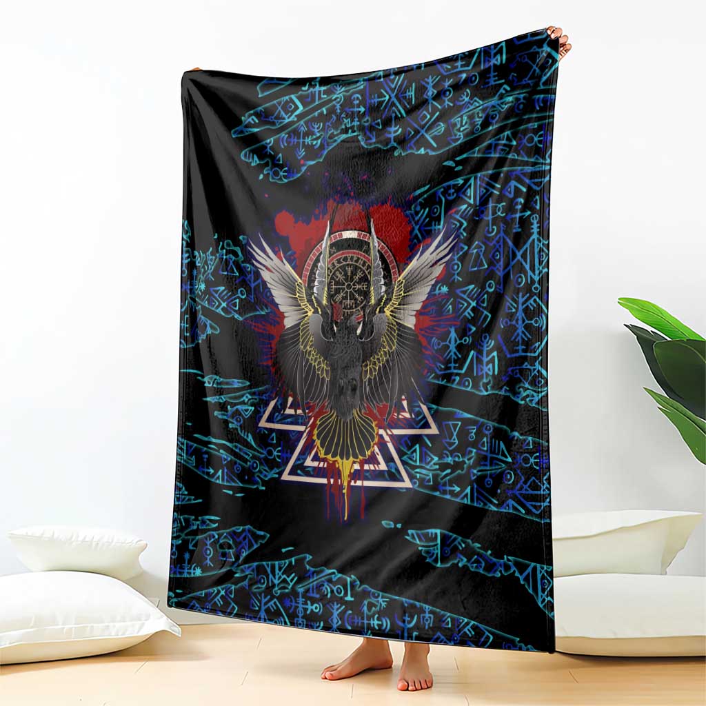 Odin Raven Viking Blanket with Valknut and Runes Norse Mythology and Magic Tribute - Wonder Print Shop