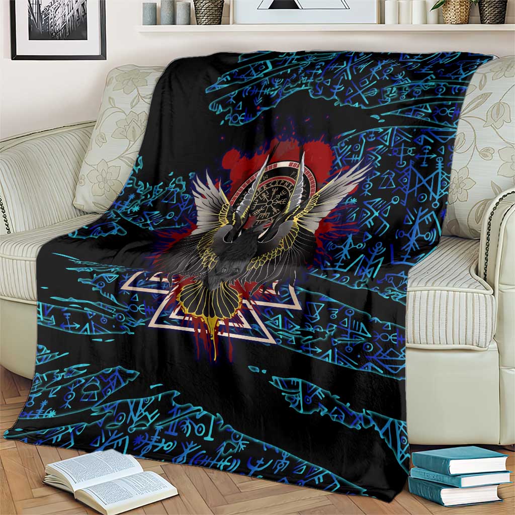 Odin Raven Viking Blanket with Valknut and Runes Norse Mythology and Magic Tribute - Wonder Print Shop