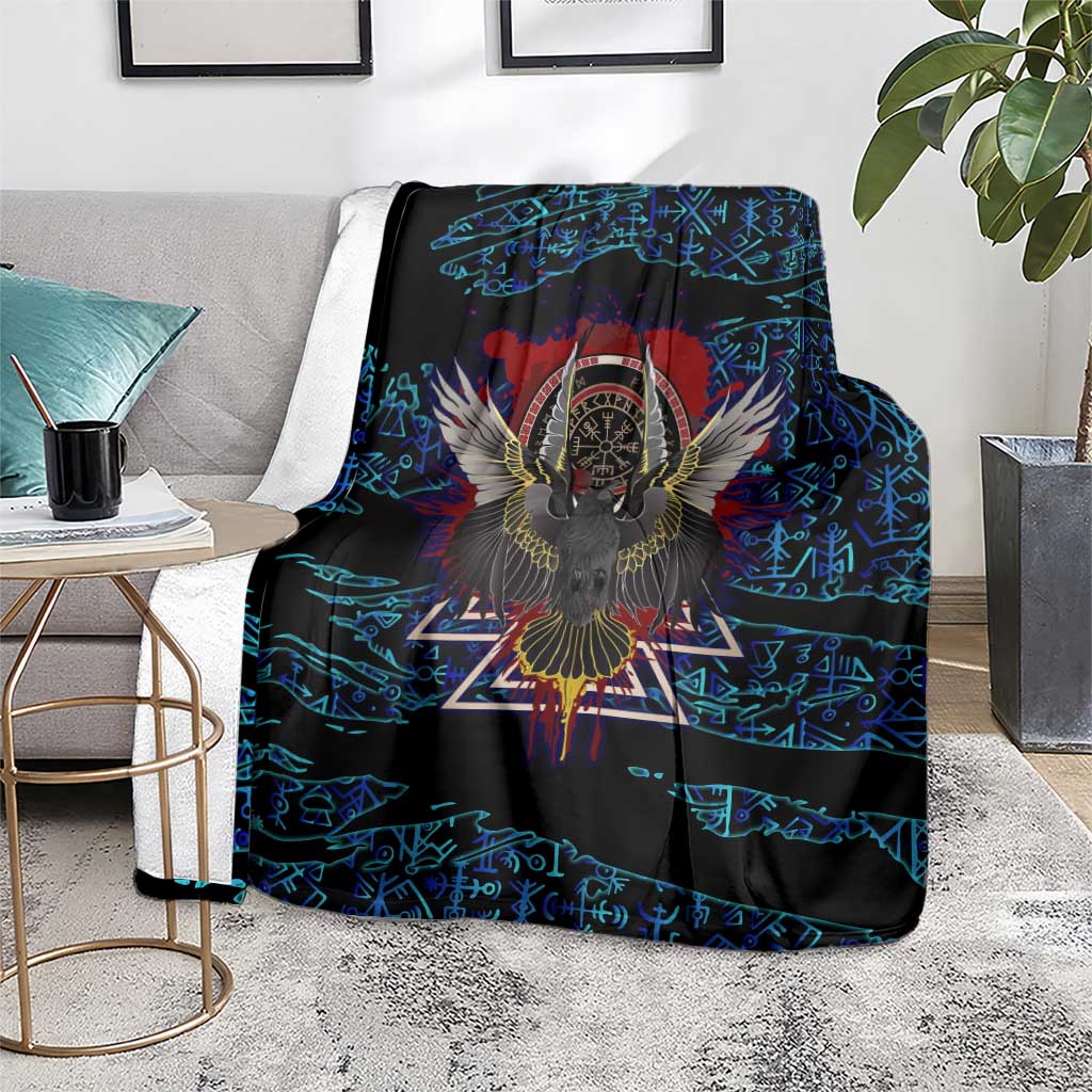 Odin Raven Viking Blanket with Valknut and Runes Norse Mythology and Magic Tribute - Wonder Print Shop