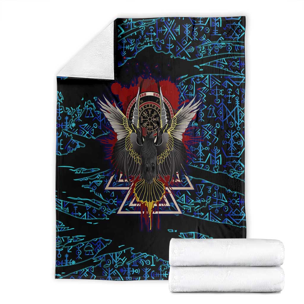 Odin Raven Viking Blanket with Valknut and Runes Norse Mythology and Magic Tribute - Wonder Print Shop