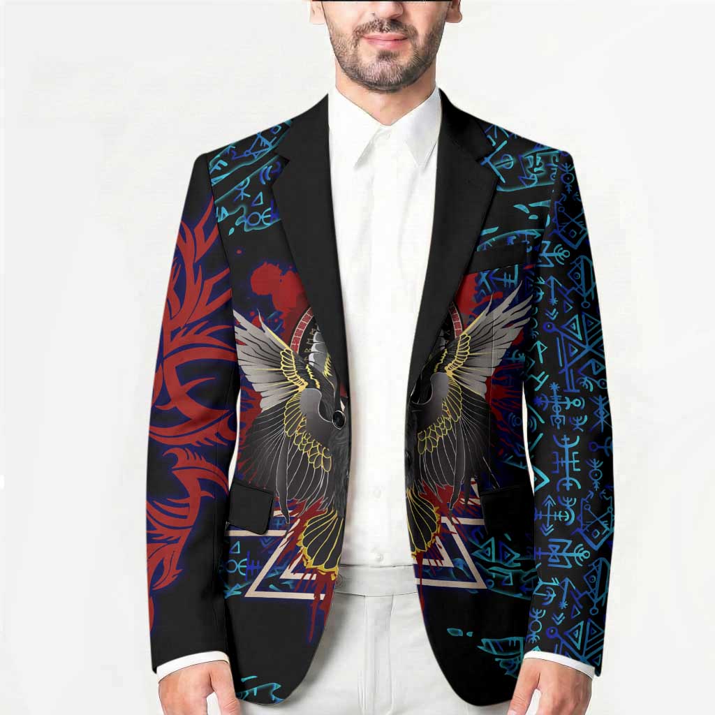 Odin Raven Viking Blazer with Valknut and Runes Norse Mythology and Magic Tribute - Wonder Print Shop