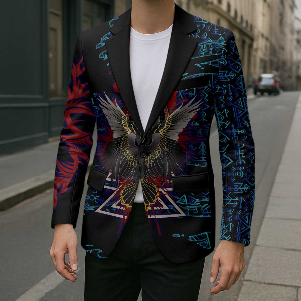Odin Raven Viking Blazer with Valknut and Runes Norse Mythology and Magic Tribute - Wonder Print Shop