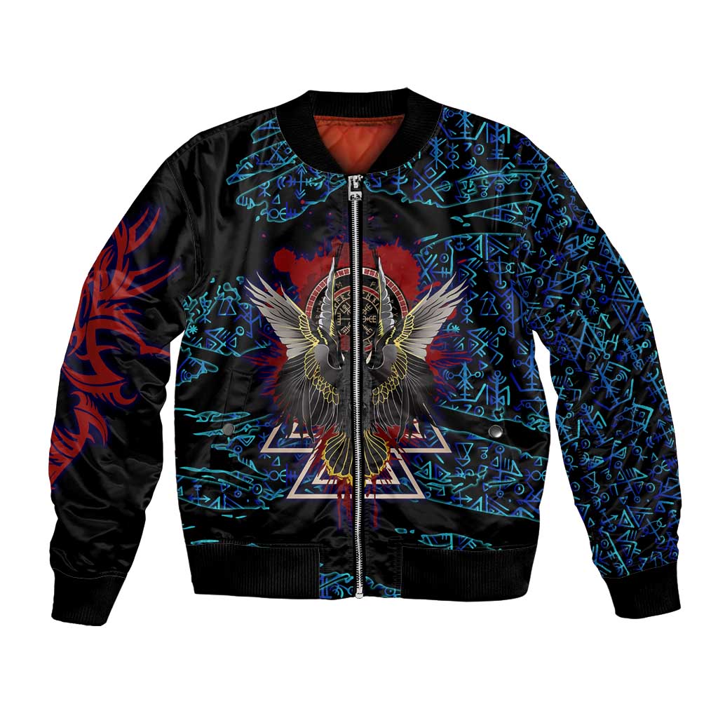 Odin Raven Viking Bomber Jacket with Valknut and Runes Norse Mythology and Magic Tribute - Wonder Print Shop