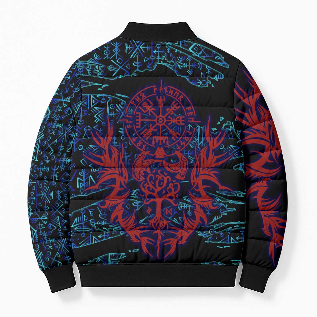 Odin Raven Viking Bomber Puffer Jacket with Valknut and Runes Norse Mythology and Magic Tribute - Wonder Print Shop