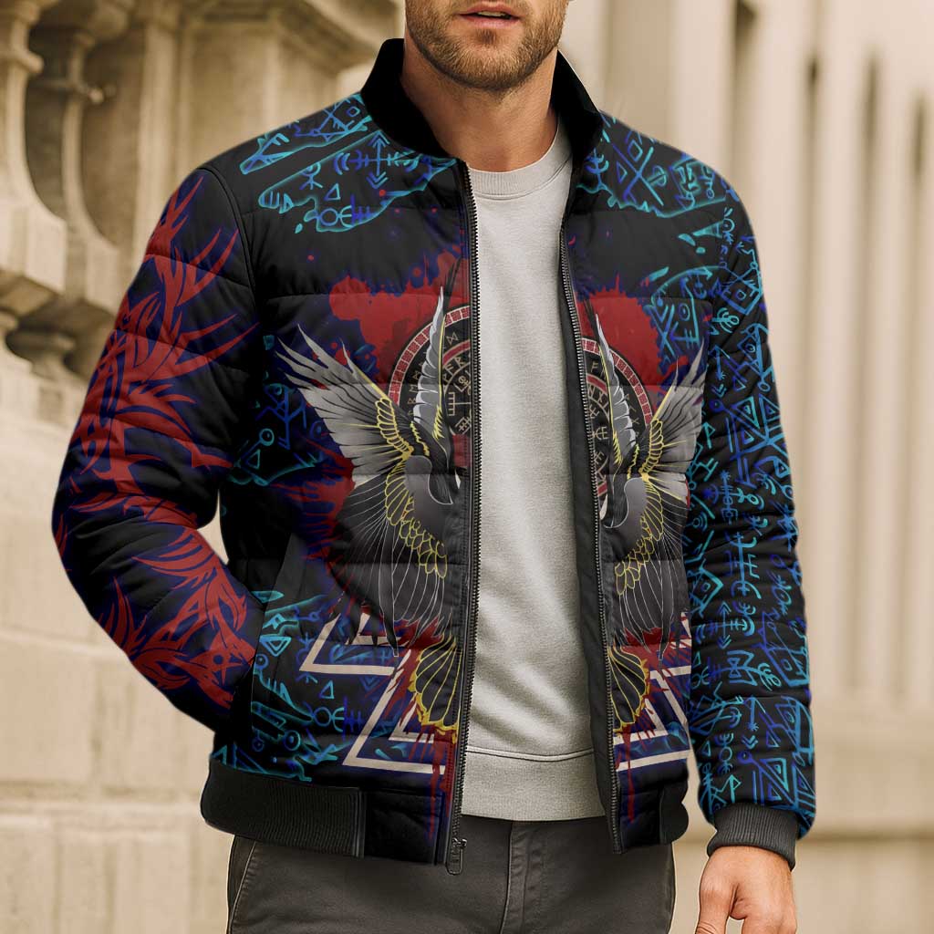 Odin Raven Viking Bomber Puffer Jacket with Valknut and Runes Norse Mythology and Magic Tribute - Wonder Print Shop