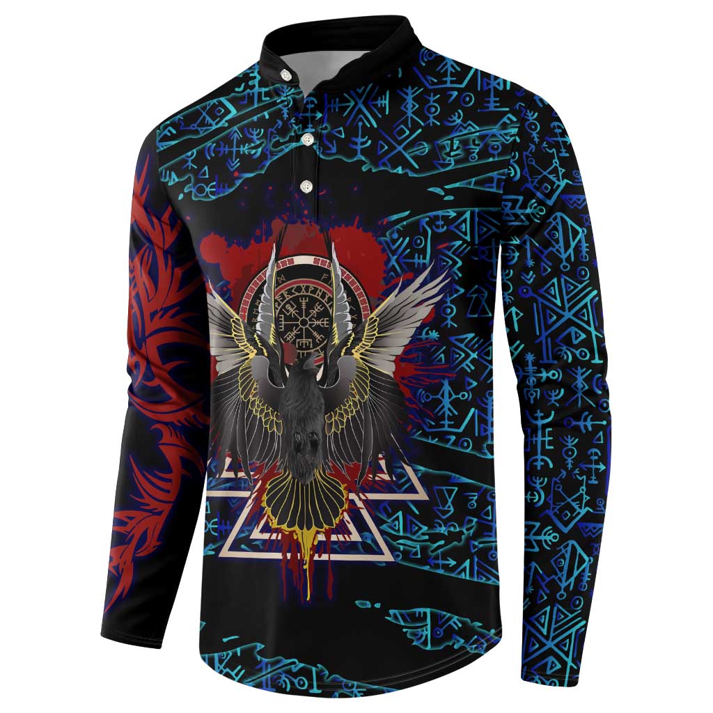 Odin Raven Viking Button Sweatshirt with Valknut and Runes Norse Mythology and Magic Tribute - Wonder Print Shop