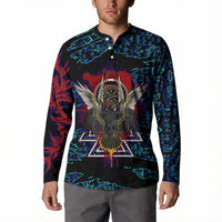 Odin Raven Viking Button Sweatshirt with Valknut and Runes Norse Mythology and Magic Tribute - Wonder Print Shop