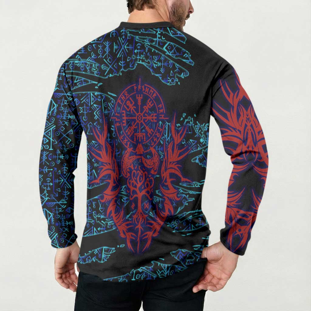 Odin Raven Viking Button Sweatshirt with Valknut and Runes Norse Mythology and Magic Tribute - Wonder Print Shop