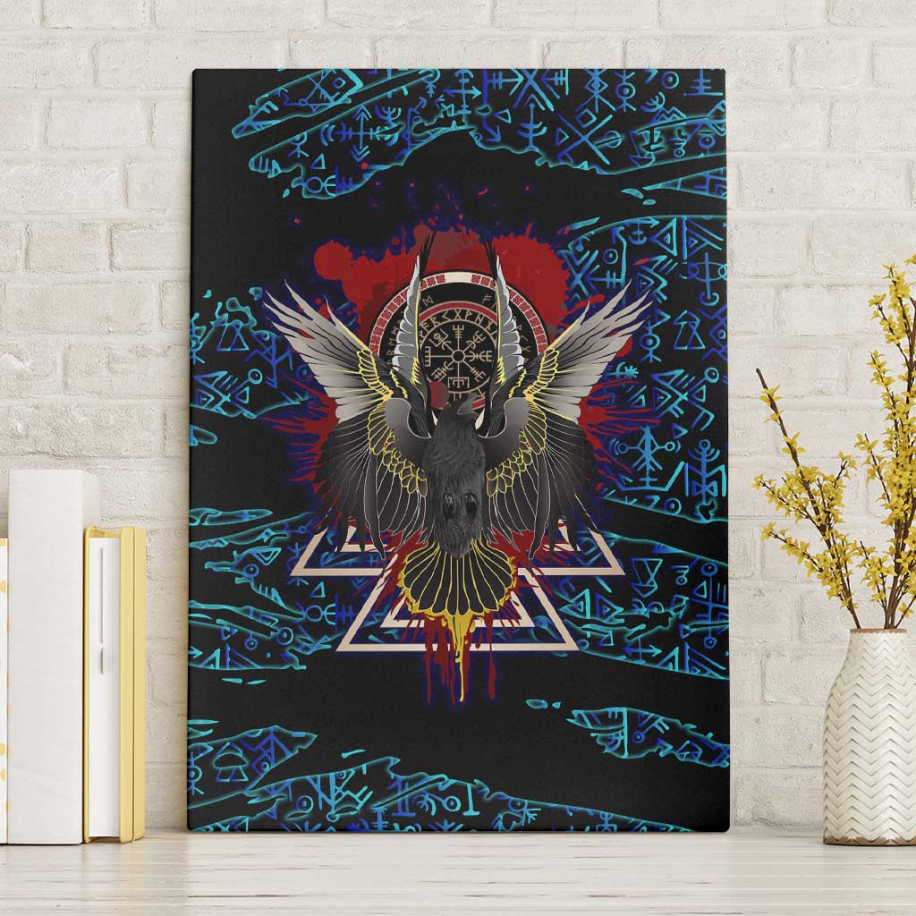 Odin Raven Viking Canvas Wall Art with Valknut and Runes Norse Mythology and Magic Tribute - Wonder Print Shop