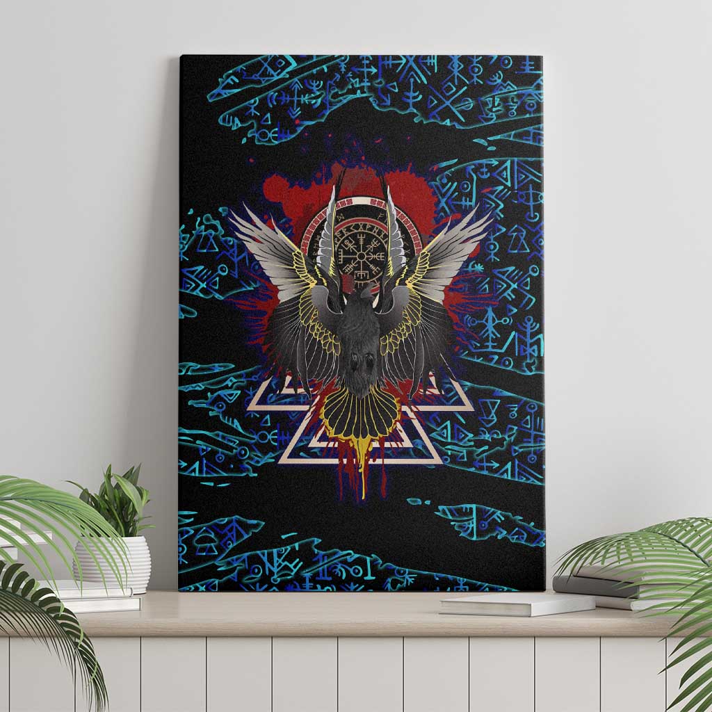 Odin Raven Viking Canvas Wall Art with Valknut and Runes Norse Mythology and Magic Tribute - Wonder Print Shop