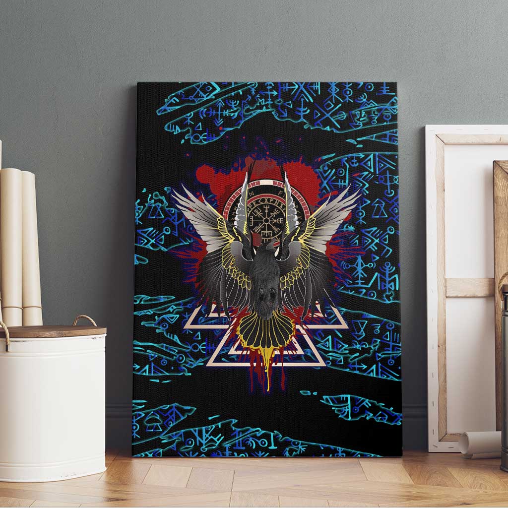 Odin Raven Viking Canvas Wall Art with Valknut and Runes Norse Mythology and Magic Tribute - Wonder Print Shop