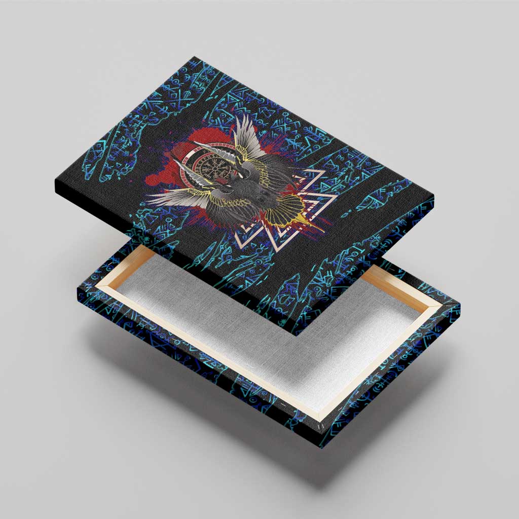 Odin Raven Viking Canvas Wall Art with Valknut and Runes Norse Mythology and Magic Tribute - Wonder Print Shop