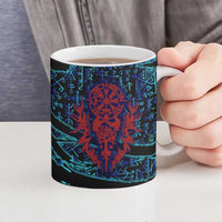 Odin Raven Viking Ceramic Mug with Valknut and Runes Norse Mythology and Magic Tribute - Wonder Print Shop