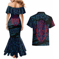 Odin Raven Viking Couples Matching Mermaid Dress and Hawaiian Shirt with Valknut and Runes Norse Mythology and Magic Tribute - Wonder Print Shop