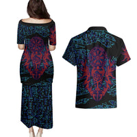 Odin Raven Viking Couples Matching Puletasi and Hawaiian Shirt with Valknut and Runes Norse Mythology and Magic Tribute - Wonder Print Shop