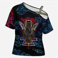 Odin Raven Viking Cross Shoulder Shirt with Valknut and Runes Norse Mythology and Magic Tribute - Wonder Print Shop