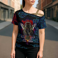 Odin Raven Viking Cross Shoulder Shirt with Valknut and Runes Norse Mythology and Magic Tribute - Wonder Print Shop