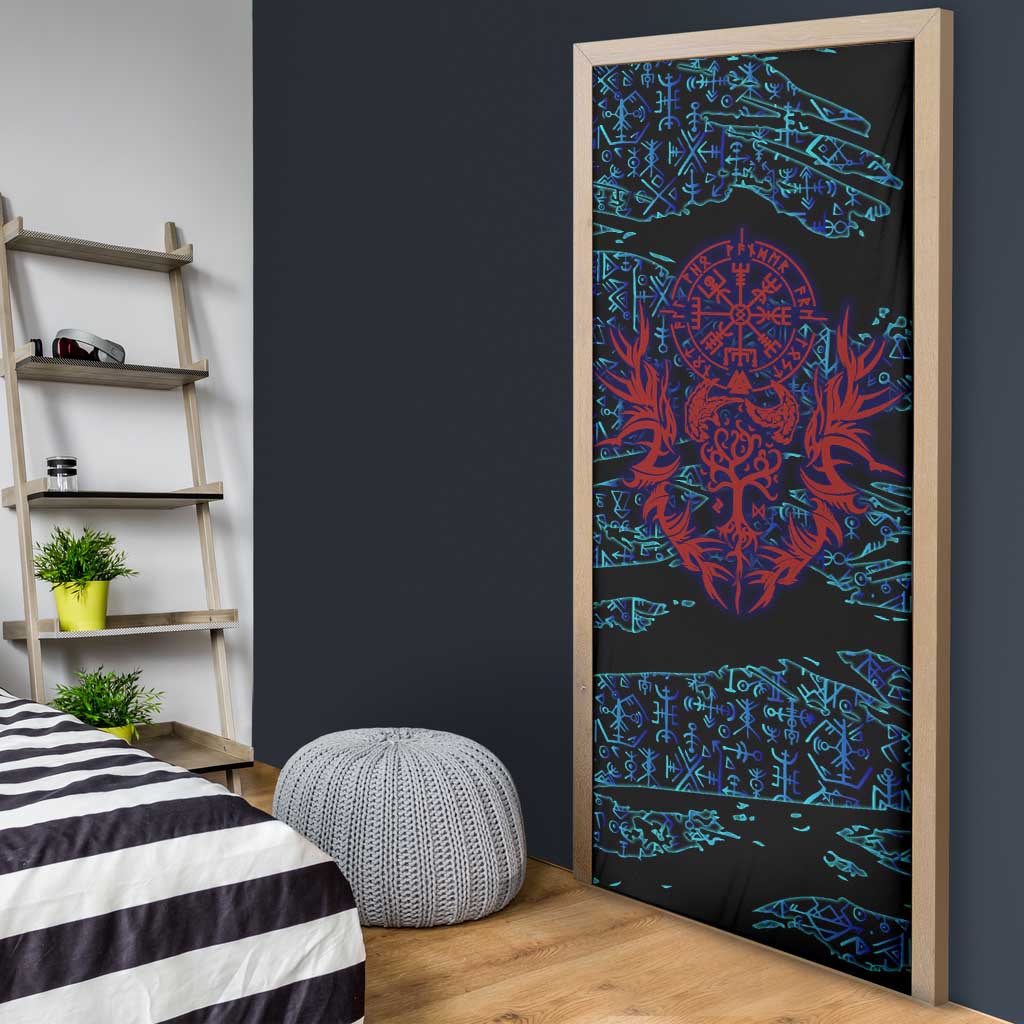 Odin Raven Viking Door Cover with Valknut and Runes Norse Mythology and Magic Tribute - Wonder Print Shop