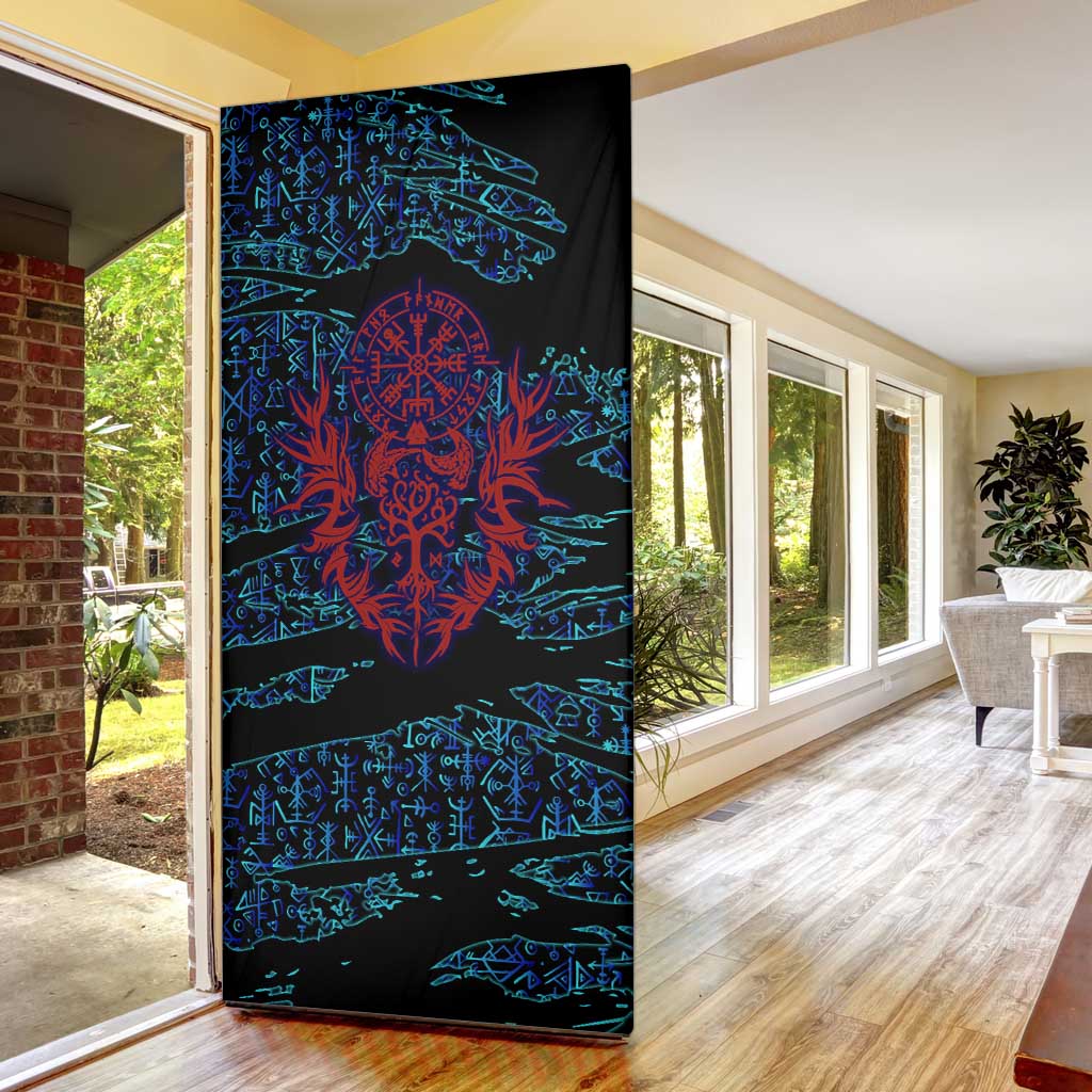 Odin Raven Viking Door Cover with Valknut and Runes Norse Mythology and Magic Tribute - Wonder Print Shop