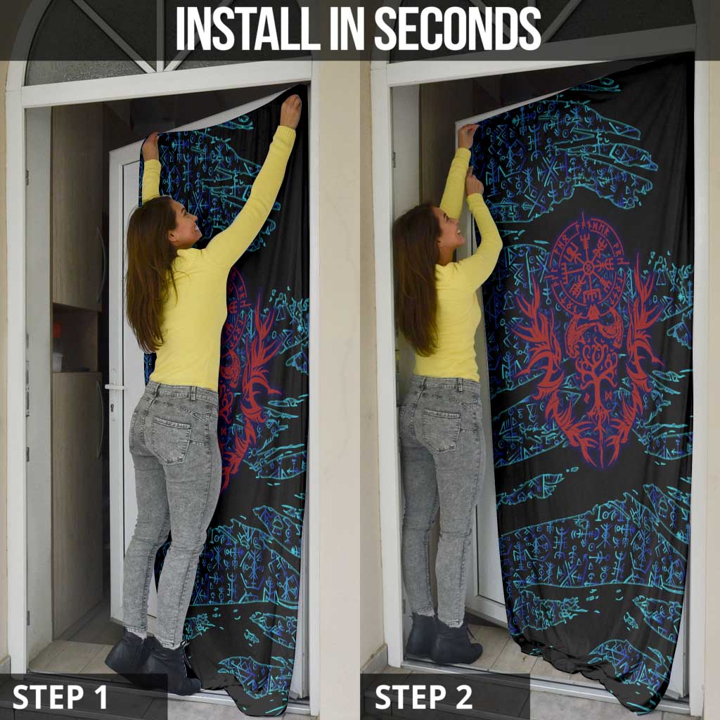 Odin Raven Viking Door Cover with Valknut and Runes Norse Mythology and Magic Tribute - Wonder Print Shop