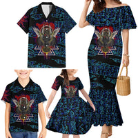 Odin Raven Viking Family Matching Mermaid Dress and Hawaiian Shirt with Valknut and Runes Norse Mythology and Magic Tribute - Wonder Print Shop