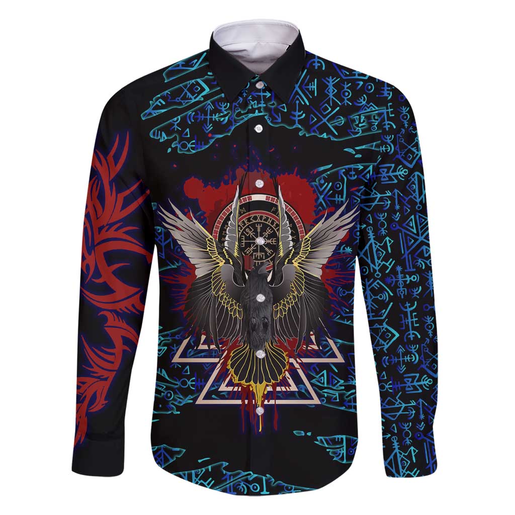 Odin Raven Viking Family Matching Off Shoulder Short Dress and Hawaiian Shirt with Valknut and Runes Norse Mythology and Magic Tribute - Wonder Print Shop