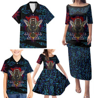 Odin Raven Viking Family Matching Puletasi and Hawaiian Shirt with Valknut and Runes Norse Mythology and Magic Tribute - Wonder Print Shop