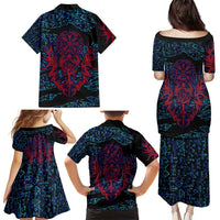 Odin Raven Viking Family Matching Puletasi and Hawaiian Shirt with Valknut and Runes Norse Mythology and Magic Tribute - Wonder Print Shop