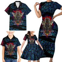 Odin Raven Viking Family Matching Short Sleeve Bodycon Dress and Hawaiian Shirt with Valknut and Runes Norse Mythology and Magic Tribute - Wonder Print Shop