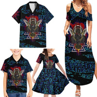 Odin Raven Viking Family Matching Summer Maxi Dress and Hawaiian Shirt with Valknut and Runes Norse Mythology and Magic Tribute - Wonder Print Shop
