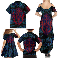 Odin Raven Viking Family Matching Summer Maxi Dress and Hawaiian Shirt with Valknut and Runes Norse Mythology and Magic Tribute - Wonder Print Shop