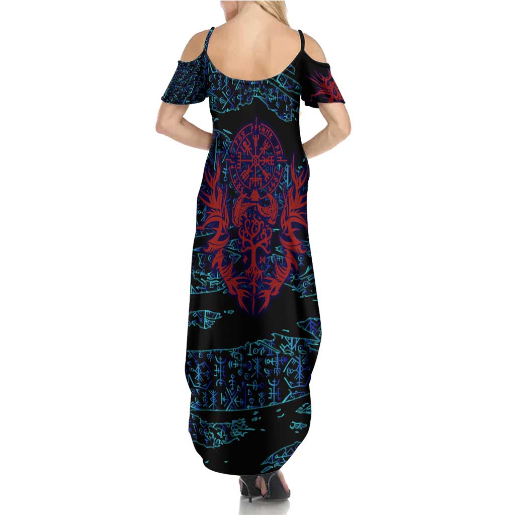 Odin Raven Viking Family Matching Summer Maxi Dress and Hawaiian Shirt with Valknut and Runes Norse Mythology and Magic Tribute - Wonder Print Shop