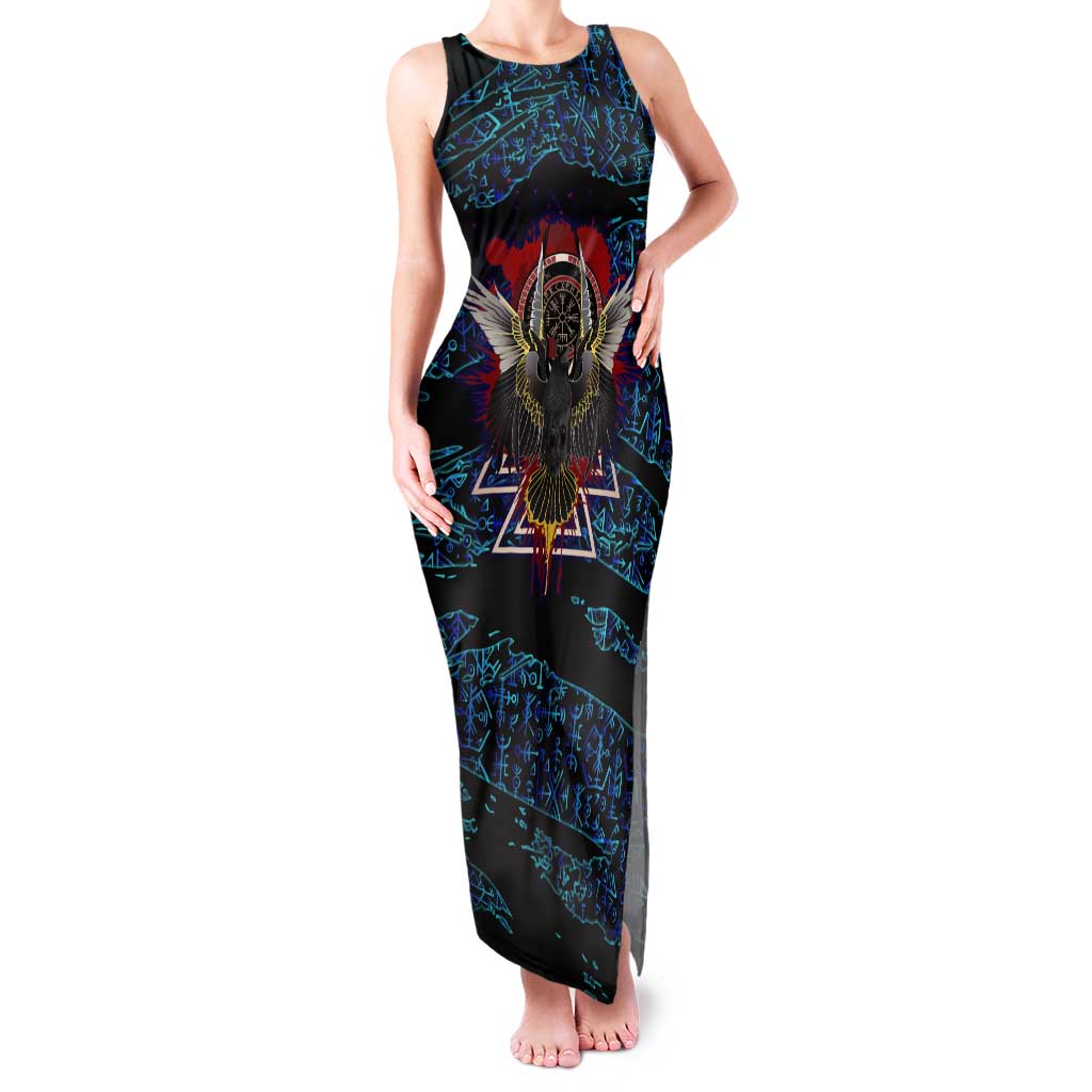 Odin Raven Viking Family Matching Tank Maxi Dress and Hawaiian Shirt with Valknut and Runes Norse Mythology and Magic Tribute - Wonder Print Shop