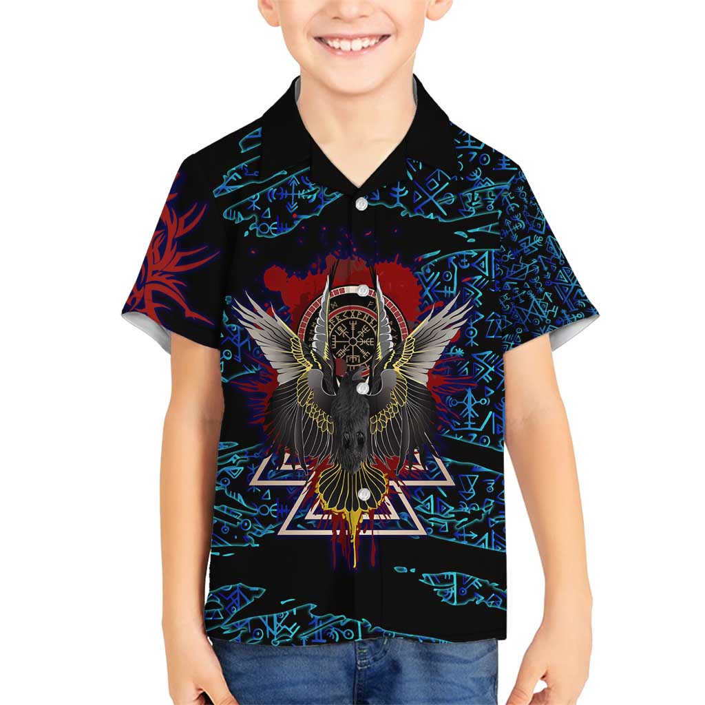 Odin Raven Viking Family Matching Tank Maxi Dress and Hawaiian Shirt with Valknut and Runes Norse Mythology and Magic Tribute - Wonder Print Shop