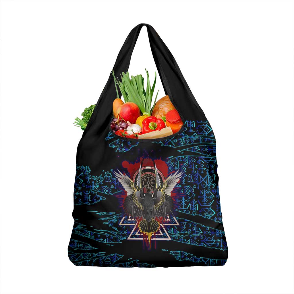 Odin Raven Viking Grocery Bag with Valknut and Runes Norse Mythology and Magic Tribute - Wonder Print Shop