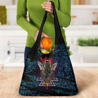 Odin Raven Viking Grocery Bag with Valknut and Runes Norse Mythology and Magic Tribute - Wonder Print Shop