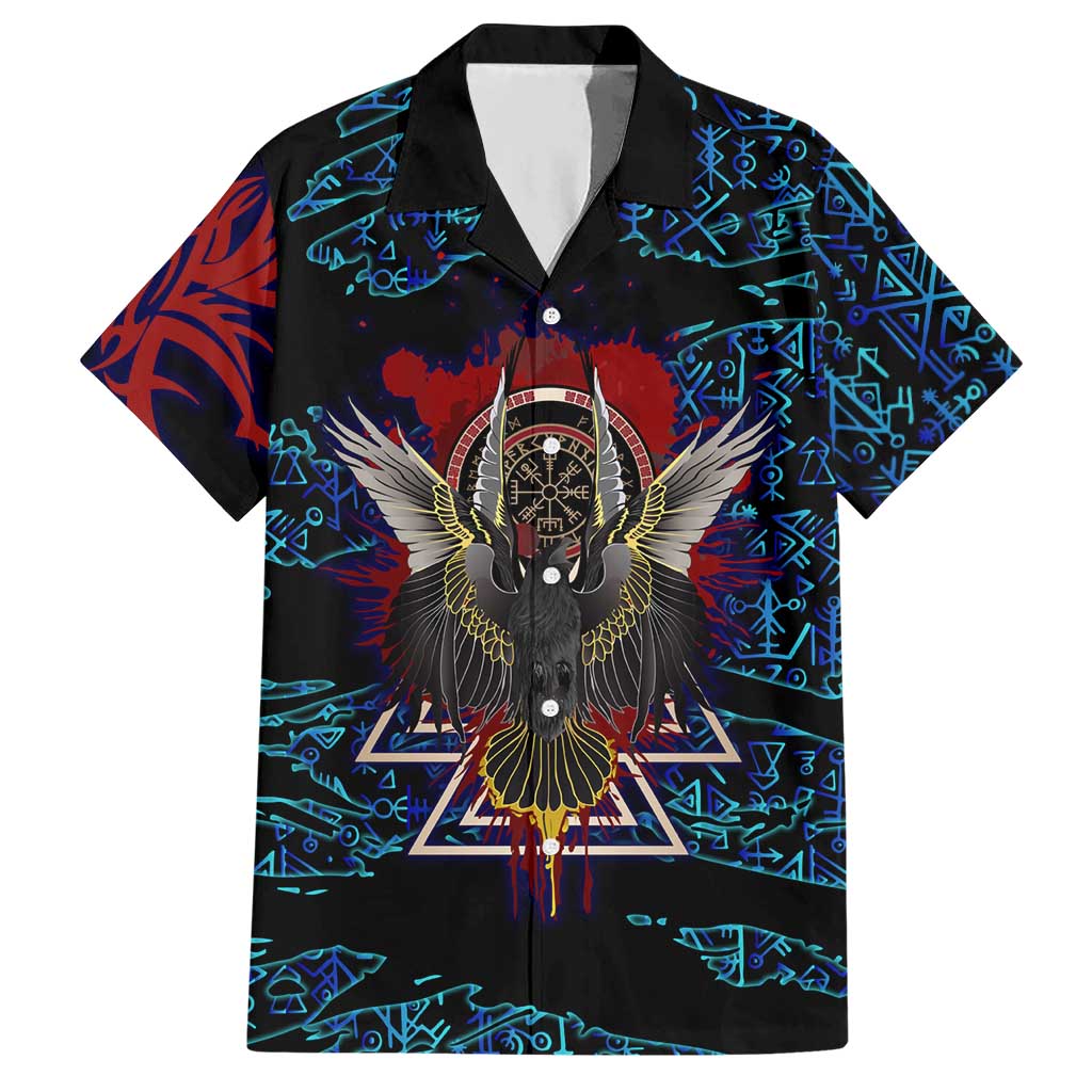 Odin Raven Viking Hawaiian Shirt with Valknut and Runes Norse Mythology and Magic Tribute - Wonder Print Shop