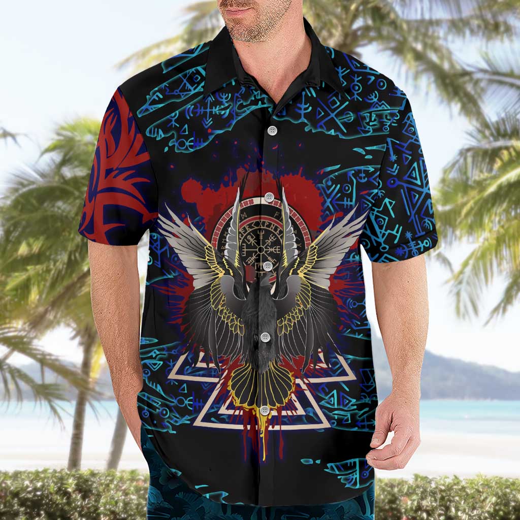 Odin Raven Viking Hawaiian Shirt with Valknut and Runes Norse Mythology and Magic Tribute - Wonder Print Shop