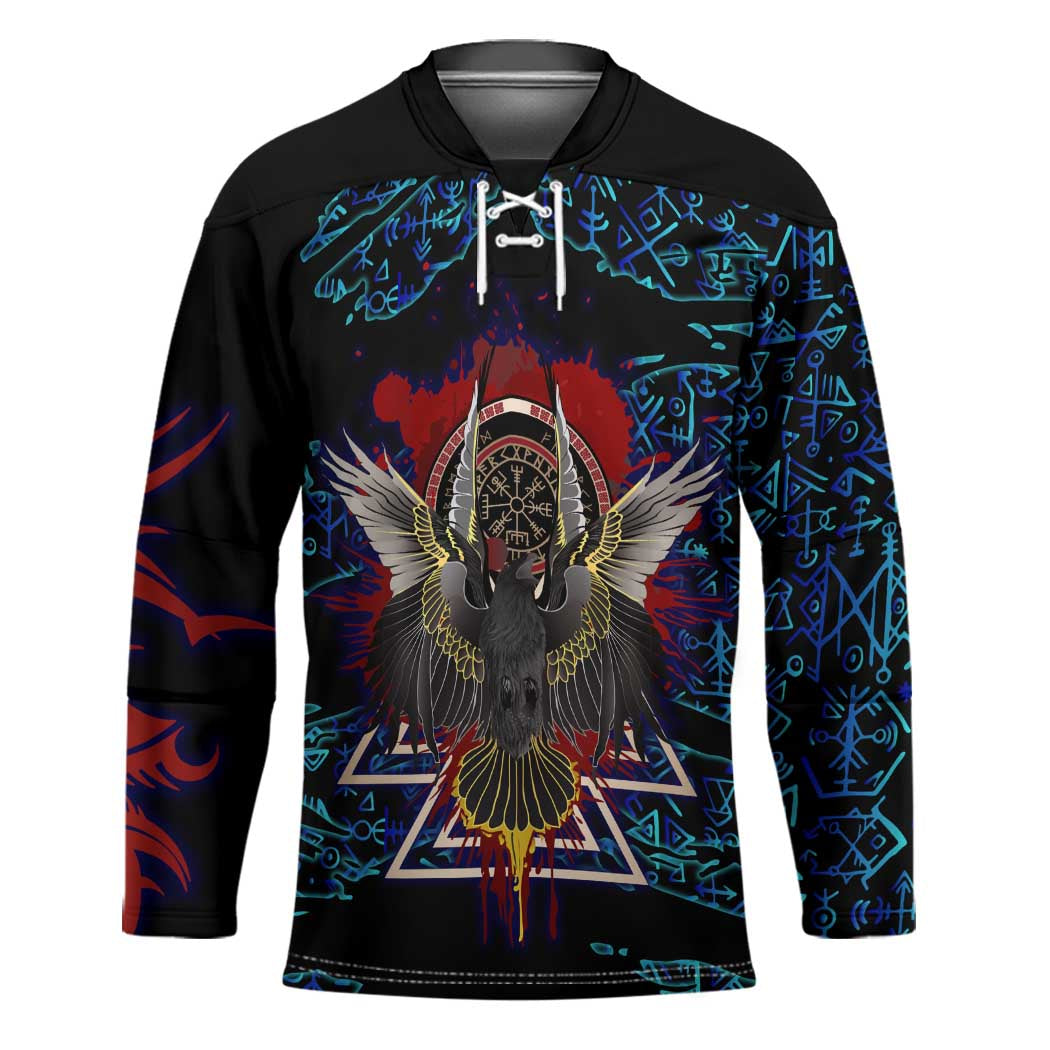 Odin Raven Viking Hockey Jersey with Valknut and Runes Norse Mythology and Magic Tribute - Wonder Print Shop