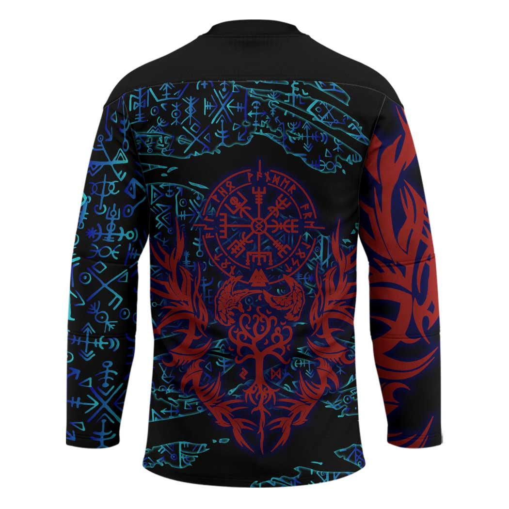Odin Raven Viking Hockey Jersey with Valknut and Runes Norse Mythology and Magic Tribute - Wonder Print Shop