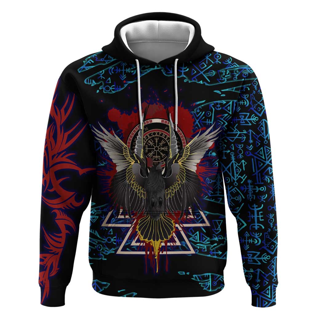 Odin Raven Viking Hoodie with Valknut and Runes Norse Mythology and Magic Tribute - Wonder Print Shop