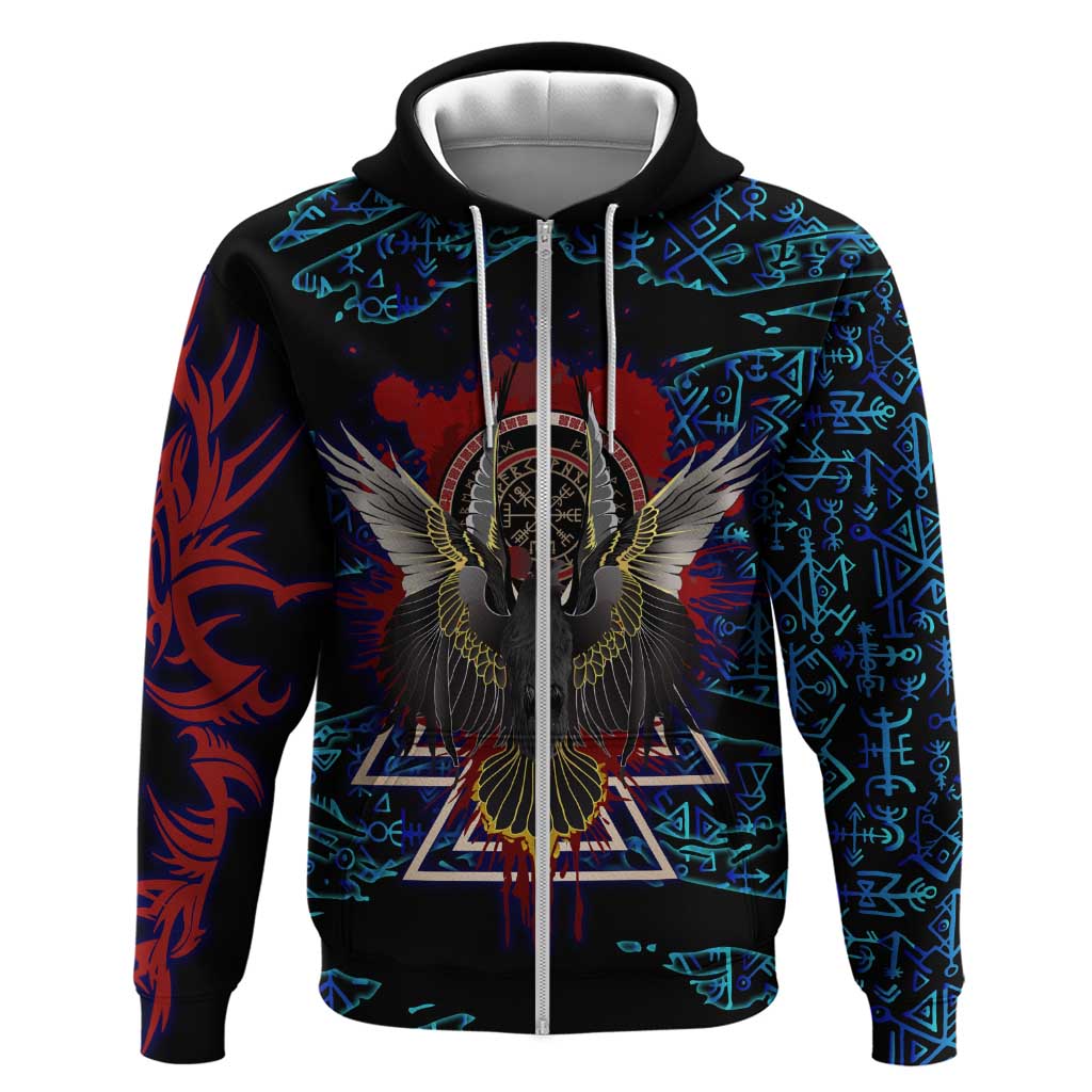Odin Raven Viking Hoodie with Valknut and Runes Norse Mythology and Magic Tribute - Wonder Print Shop