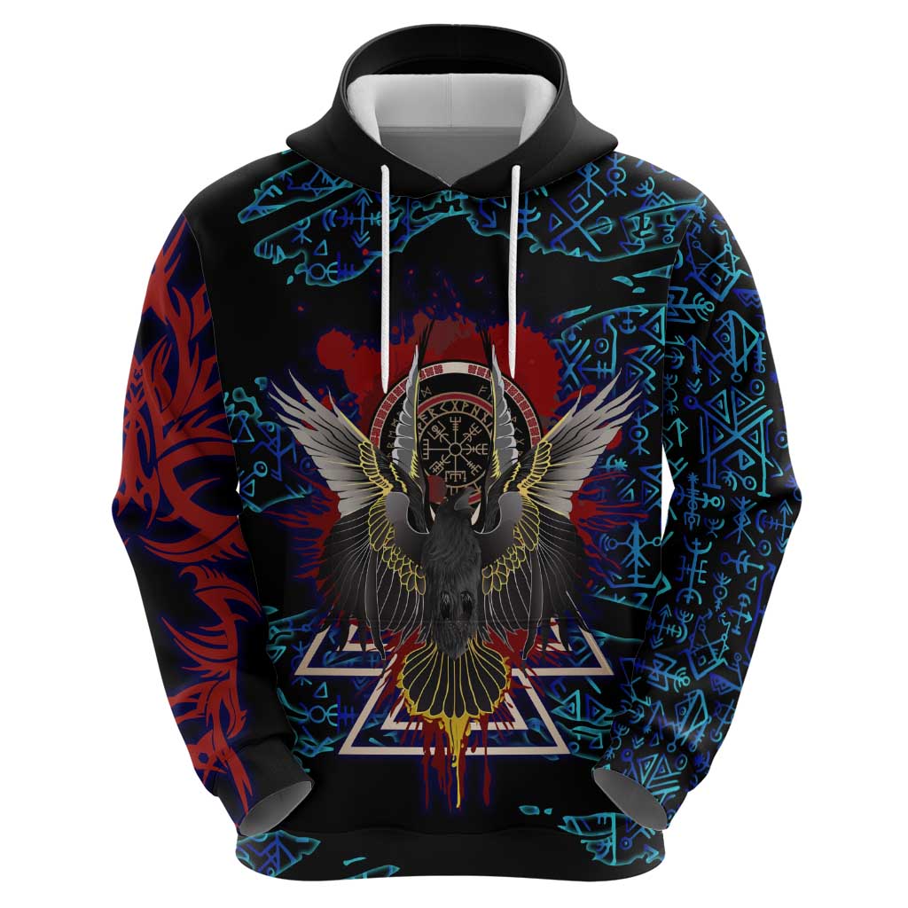 Odin Raven Viking Hoodie with Valknut and Runes Norse Mythology and Magic Tribute - Wonder Print Shop